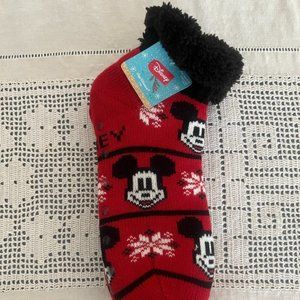 NEW with tags Disney Mickey Mouse & snowflake Fuzzy Babba cozy warmers socks